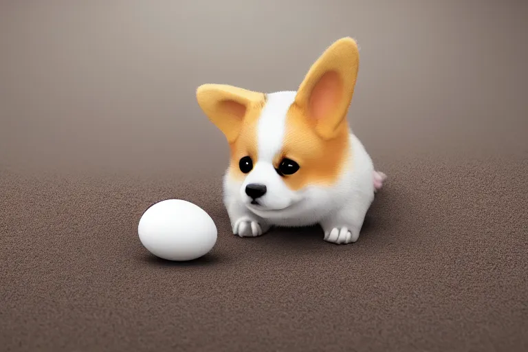 Image similar to a baby corgi crawling out of an egg, photography, concept art, digital art, trending on artstation, 4 k, extremely detailed, realistic, photorealistic,