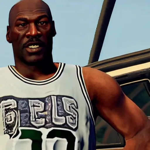 Prompt: Micheal Jordan in GTA V