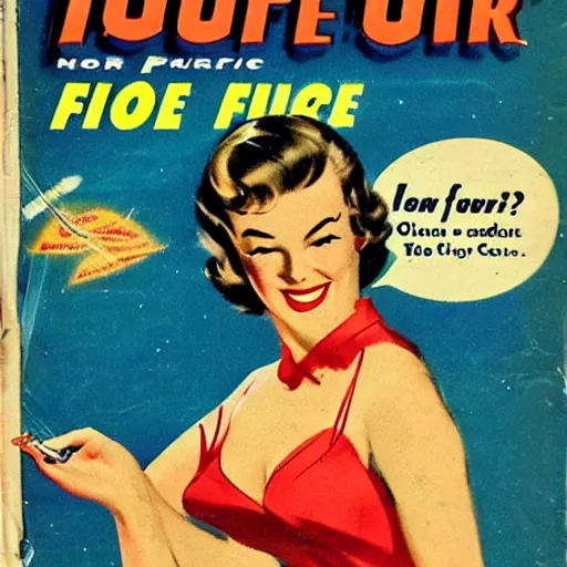 Image similar to 1950s Pulp Science Fiction Magazine Cover