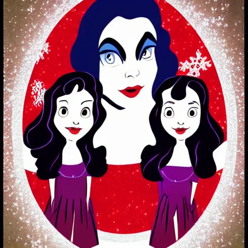 Prompt: the shining twins in the style of Snow White