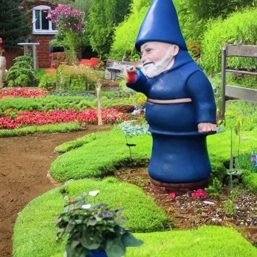 Prompt: Stefan Löfven as a garden gnome