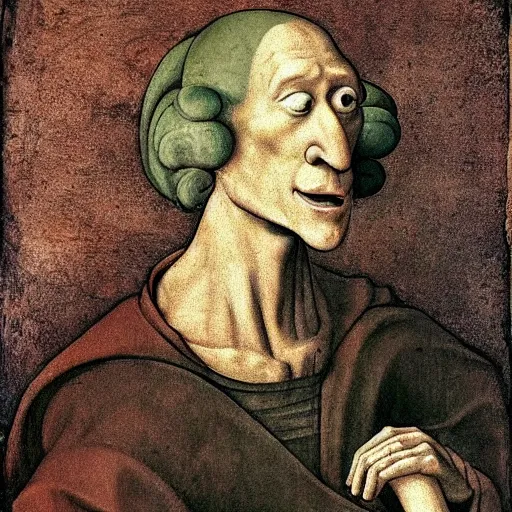 Image similar to handsome squidward, renaissance art style