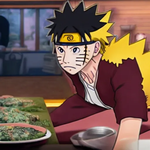 Prompt: photorealistic photograph of Naruto on a cooking show, realism, 4k, award-winning