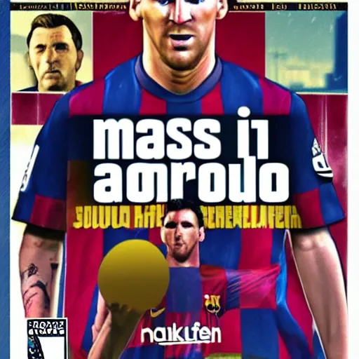 Image similar to Messi on the cover of GTA