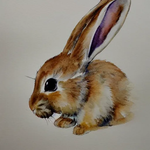 Image similar to water color painting of a bunny