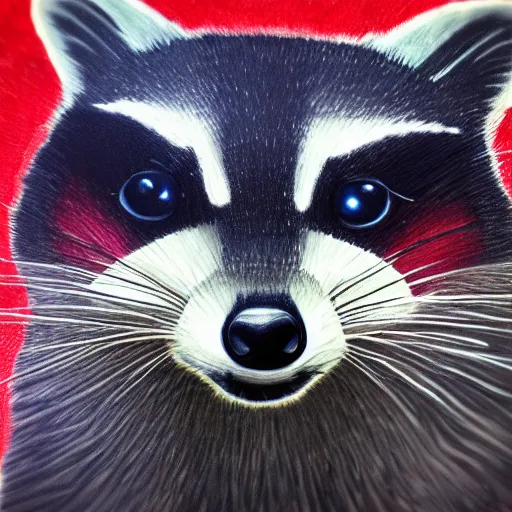 Prompt: “portrait of racoon in the style of metamask with laser eyes”