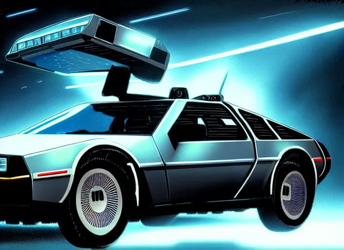 Image similar to concept art, delorean, knight rider, daft punk, tron legacy, vyle art