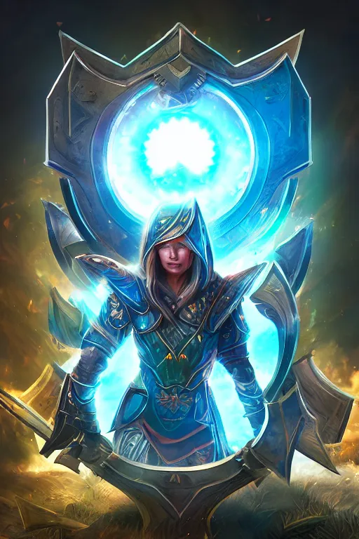 Image similar to shield fantasy epic legends game icon stylized digital illustration radiating a glowing aura global illumination ray tracing hdr fanart arstation by ian pesty and katarzyna da „ bek - chmiel