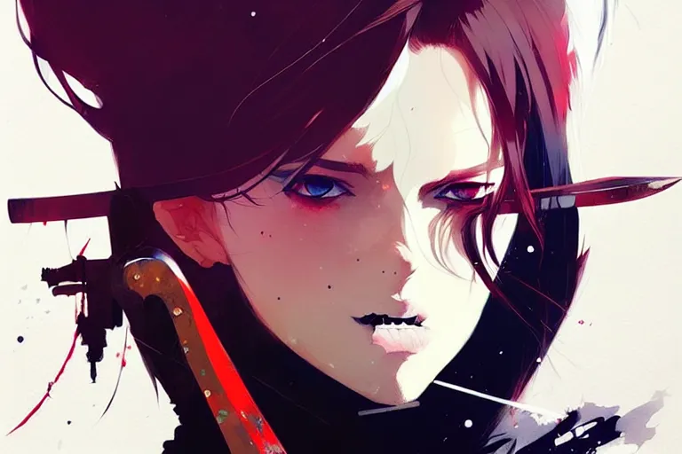 Image similar to a ultradetailed beautiful panting of a stylish woman with a sword, by conrad roset, greg rutkowski and makoto shinkai, trending on artstation