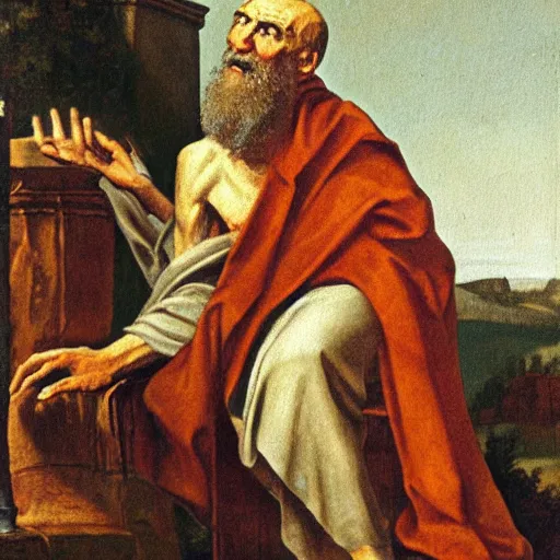 Image similar to painting of St. Jerome wearing a cast