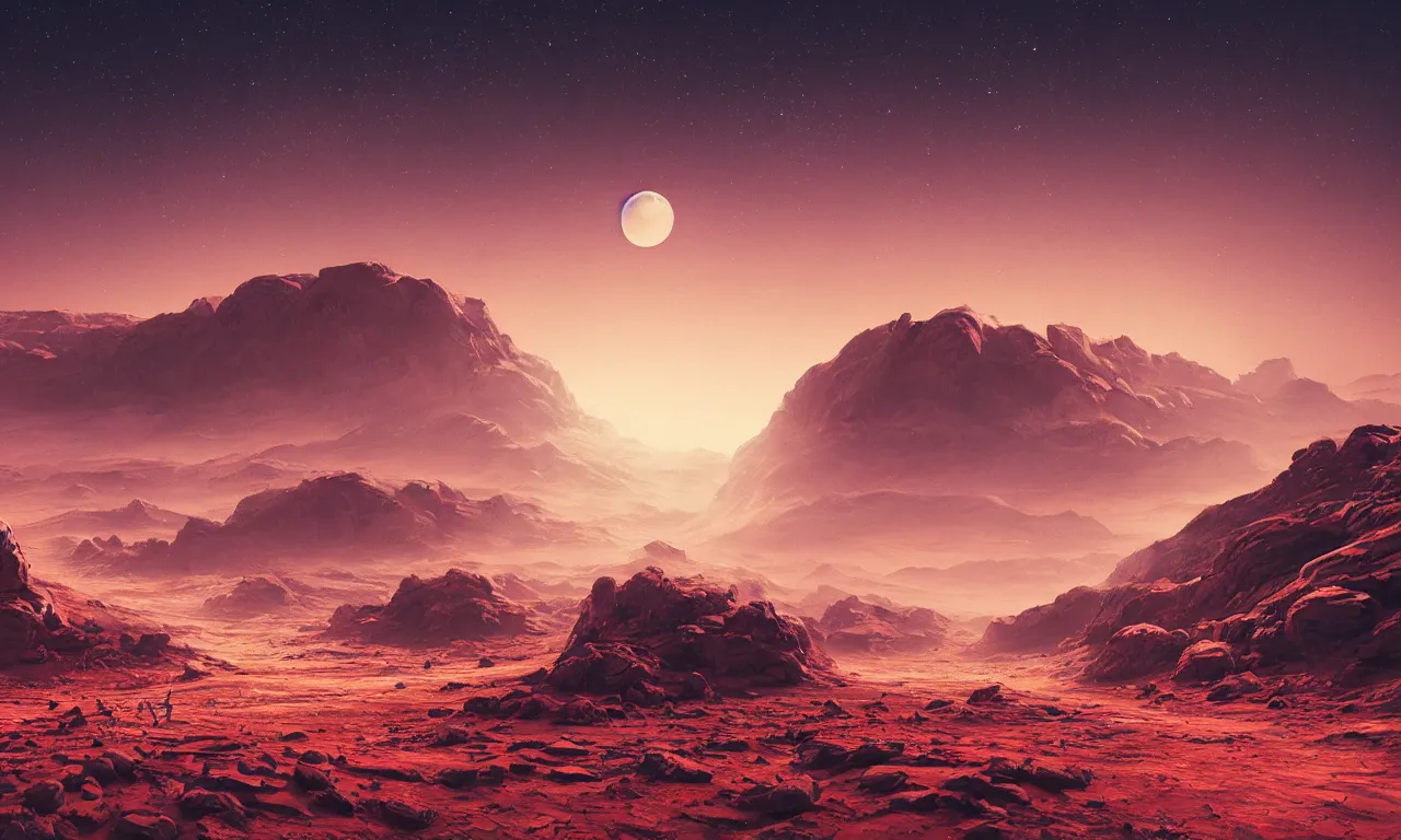 Image similar to mars and moon ground by alena aenami artworks in 4 k