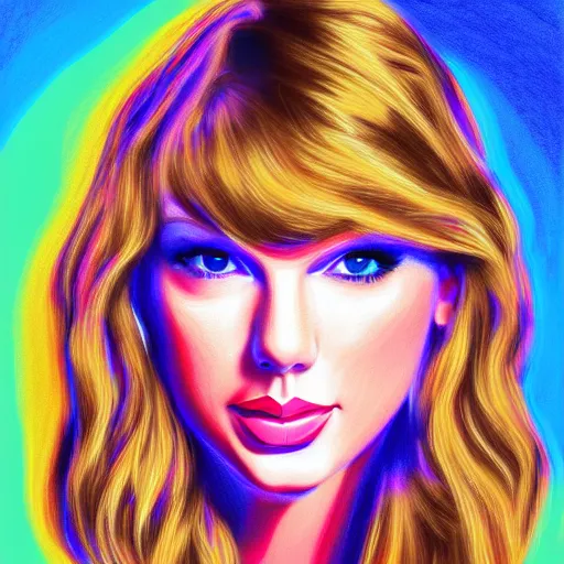 Image similar to portrait of Taylor Swift, highly detailed, centered, solid color background, digital painting