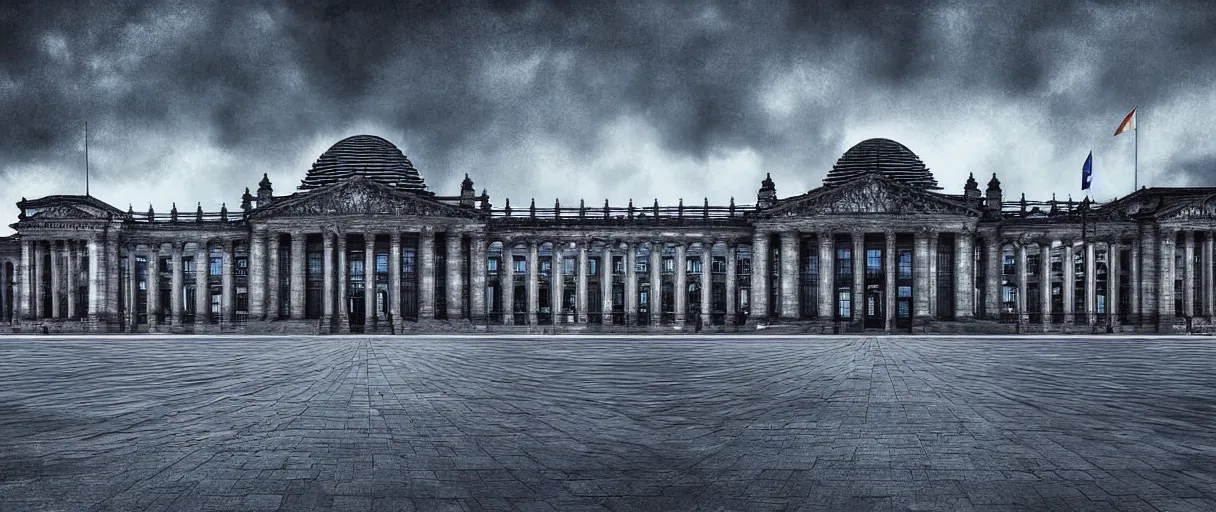 Image similar to dystopian reichstag Germany, futuristic digital painting