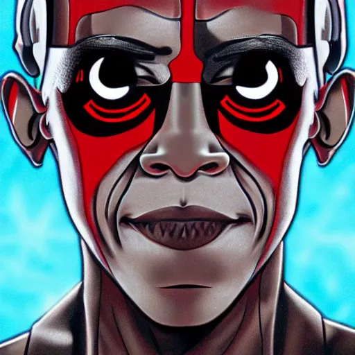 Image similar to Cyborg Obama with glowing eyes