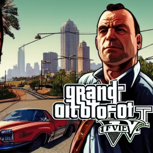 Prompt: Ferenc Gyurcsány in GTA V, cover art