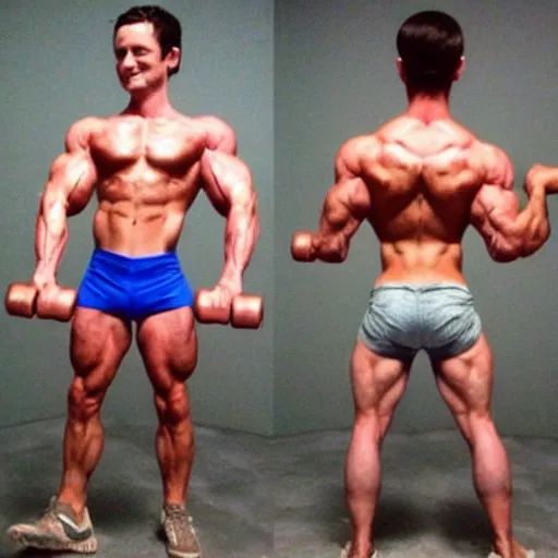 Image similar to elijah wood as a body builder