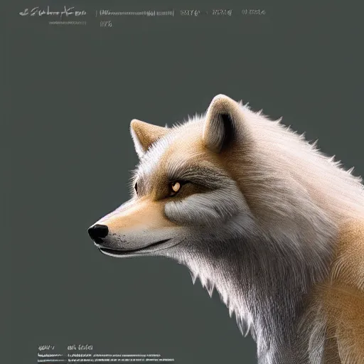 Prompt: professional stylized full - body digital art of a side profile of a tibetan wolf, light tan fur, fluffy, falling leaves, hd, 8 k, highly detailed, high quality, cute