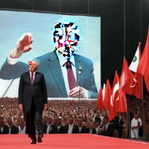 Image similar to recep tayyip erdogan and the hulk making a public speech