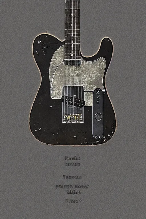 Prompt: “Exploded-view drawing of Fender Telecaster, 17th century”