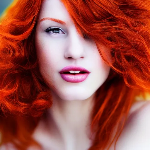 Prompt: beautiful redhead woman, pixilated, closeup