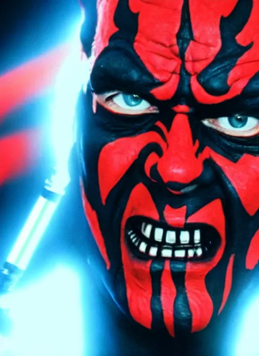 Image similar to film still of jack nicholson as darth maul in the new star wars movie, 4 k