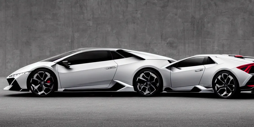 Prompt: a honda civic in the shape of lamborghini huracan concept car