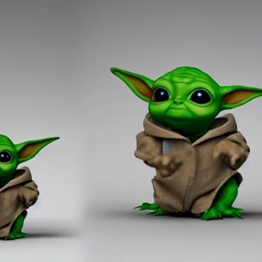 Image similar to a baby Yoda pokemon, hyper realistic, photoreal render, octane render, trending on artstation