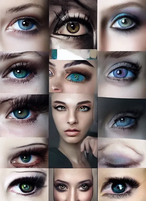 Image similar to style sheets, portraits of stunningly beautiful eyes, 🙈 🙈 : see _ no _ evil :