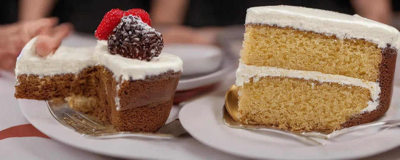 Prompt: Cake Serving Plate at a five-star restaurant. Promotional Advertisement Photo.