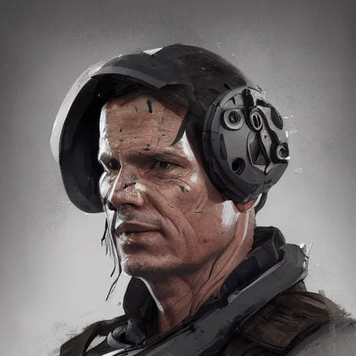 Image similar to portrait of a man by greg rutkowski, he looks like bill paxton, he is wearing a tactical gear and a superhero mask, highly detailed portrait, digital painting, artstation, concept art, smooth, sharp foccus ilustration, artstation hq