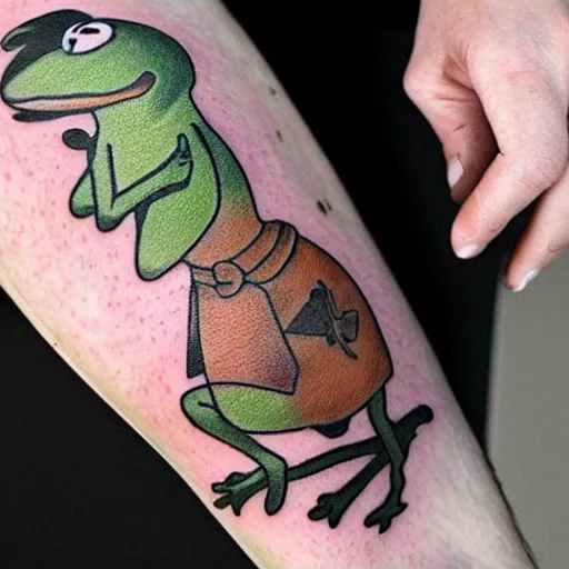 Image similar to a tattoo of kermit the frog