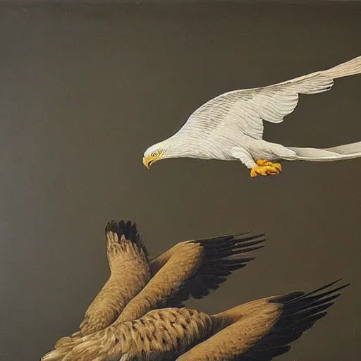 Prompt: eagle without wings by liu weifei, john currin