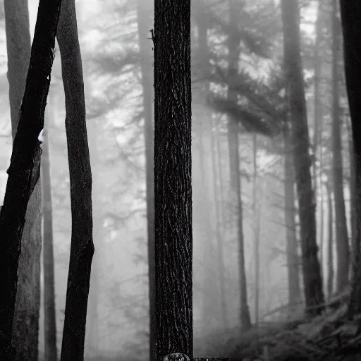 Image similar to a film still of woodsman from twin peaks, black and white, cinematic lighting, high resolution, 4 k