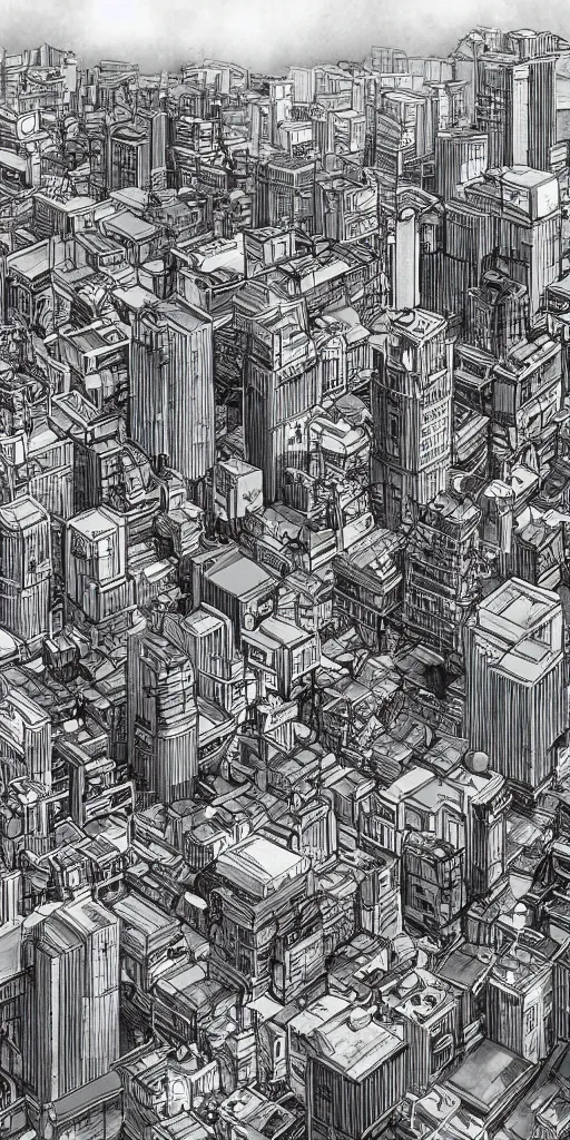 Prompt: hyper realistic manga city