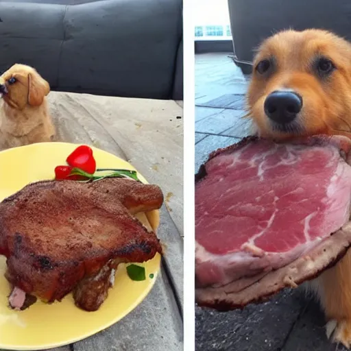 Prompt: dog vs pork chop