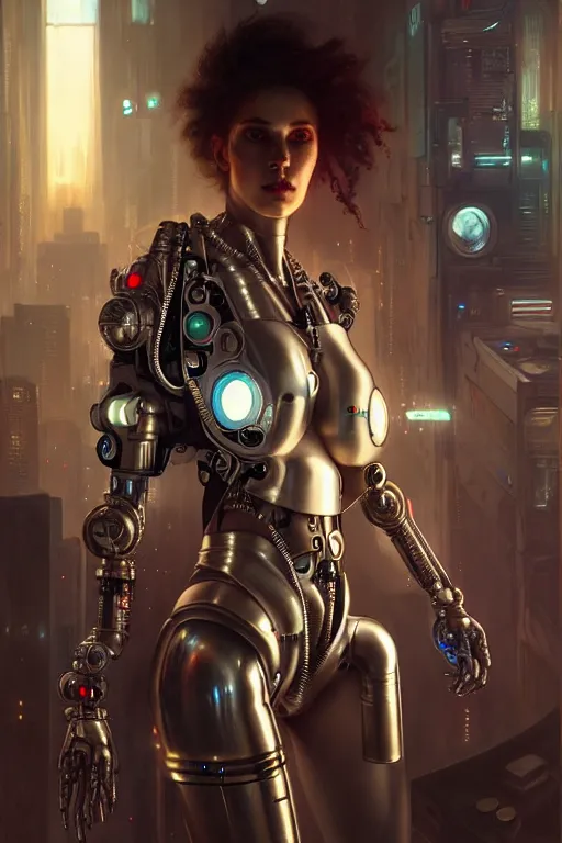 Image similar to ultra realistic, beautiful female cyborg in a crowded smoky cyberpunk club in space megalopolis, sci - fi, intricate details, eerie, highly detailed, octane render, 8 k, art by artgerm and alphonse mucha and greg rutkowski