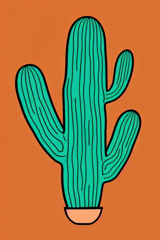 Image similar to minimalist boho style art of a cactus, illustration, vector art