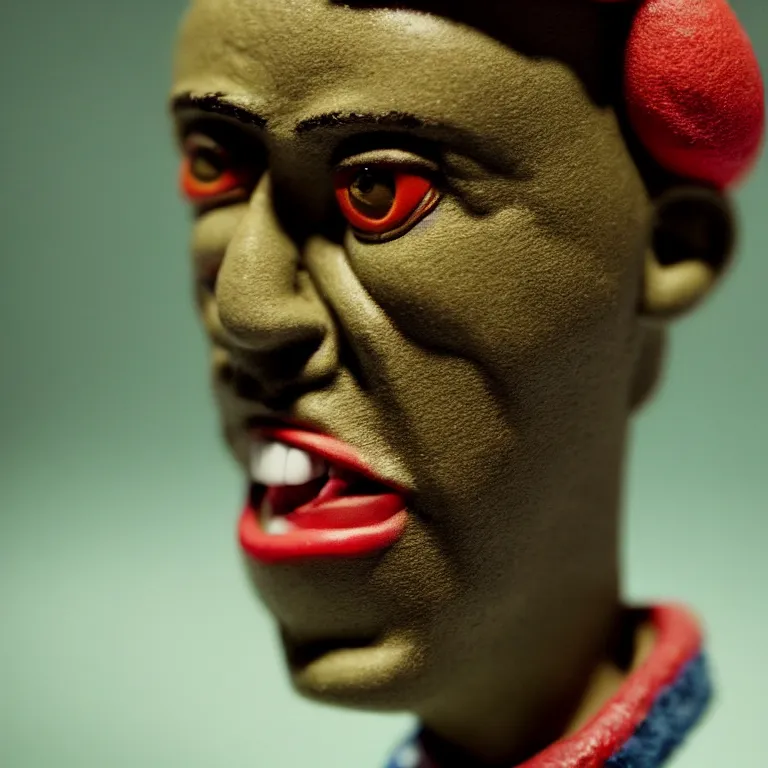 Image similar to a cinematic film still of a claymation stop motion film starring tyler the creator, shallow depth of field, 8 0 mm, f 1. 8