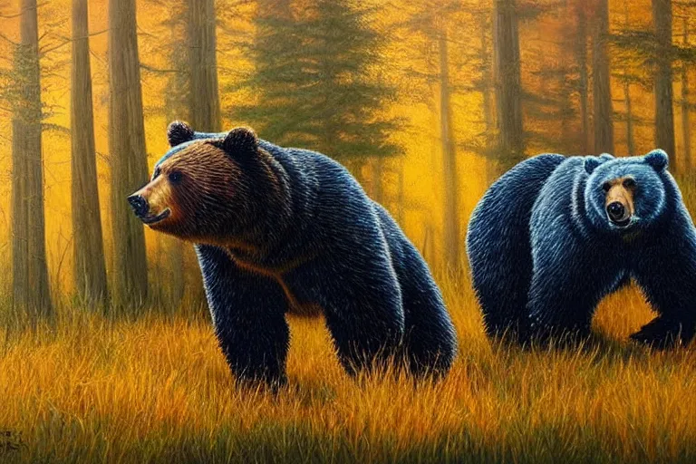 Prompt: bear, fantasy, painting, ultra realistic!!!, clear weather, golden hour, sharp focus