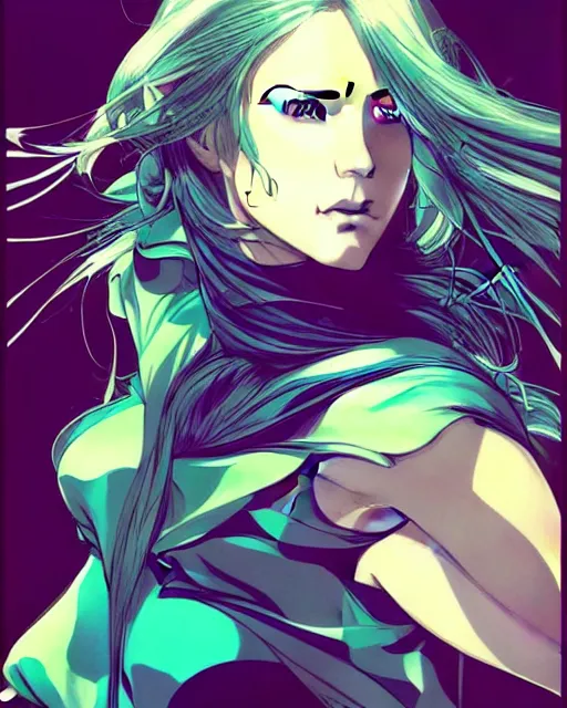 Image similar to style of yoji shinkawa, artgerm, joshua middleton, beautiful kristen bell with green dress, very long blue hair, water powers water swirling, symmetrical face, symmetrical eyes, detailed, beach setting, cinematic lighting