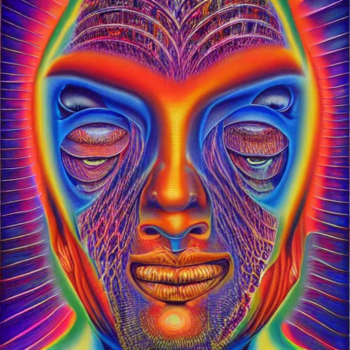 Image similar to tripping on LSD in Las Vegas, by Alex Grey, psychedelic art