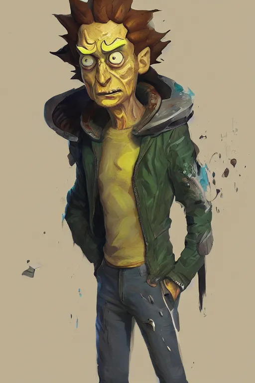 Image similar to A highly detailed full body portrait painting of Morty from Rick and Morty, Greg Rutkowski, trending on artstation