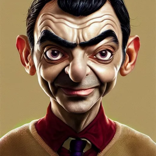 Image similar to Mr. Bean as willow, in the movie willow, by artgerm