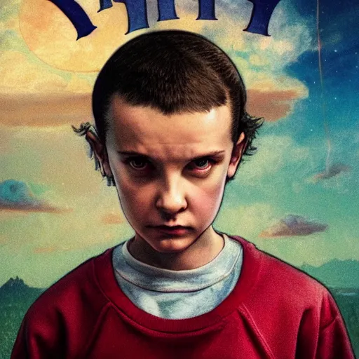Prompt: Eleven from Stranger Things facing the camera with her hand outstretched with things floating all around her, fullbody, intricate, highly detailed, artstation, concept art, smooth, sharp focus, illustration, art by greg rutkowski and orientalism and bouguereau and Zdzislaw Beksinski, good clear quality, lighting, biology, symmetrical artwork, perfect face, 135 mm, cinematic, hyper realism, high detail, octane render, 8k, chrome accents