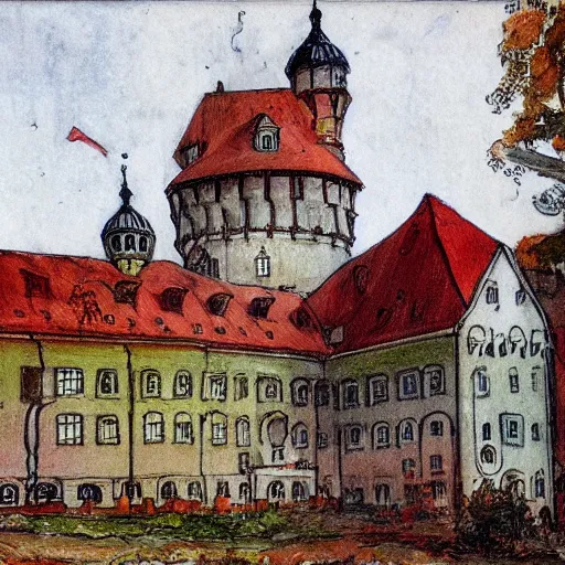 Image similar to Gripsholms castle in the style of carl larsson