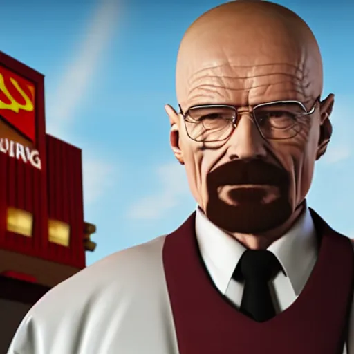 Prompt: Walter White, Burger king manager, 4k