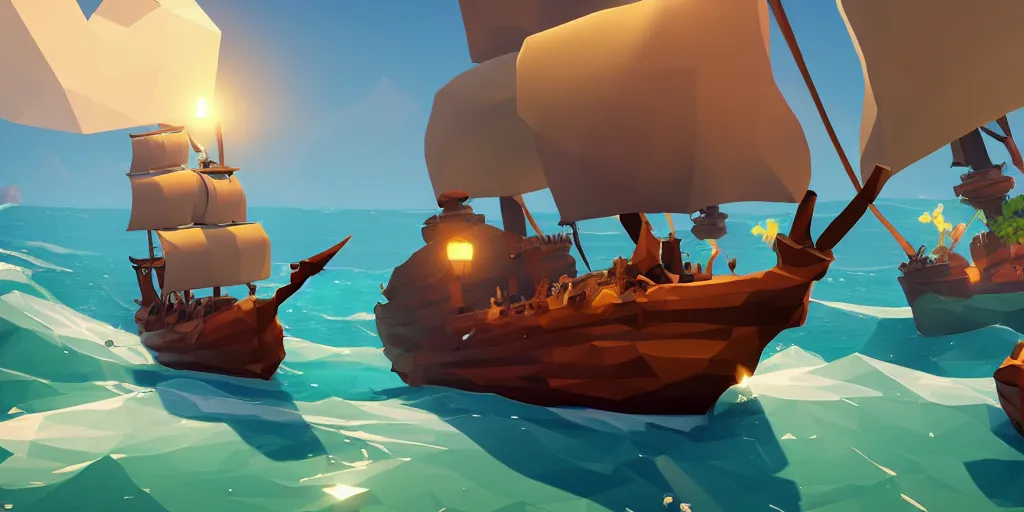 Image similar to low poly sea of thieves