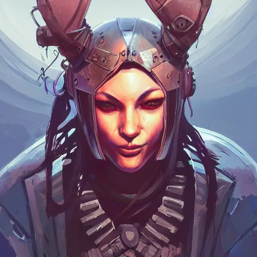 Image similar to cyberpunk viking helmet mask warrior goddess robot ninja fantasy, art gta 5 cover, official fanart behance hd artstation by jesper ejsing, by rhads, makoto shinkai and lois van baarle, ilya kuvshinov, ossdraws