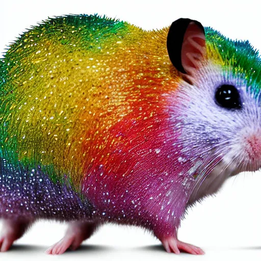 Image similar to rainbow hamster made out of large rainbow gems, 8 k hd