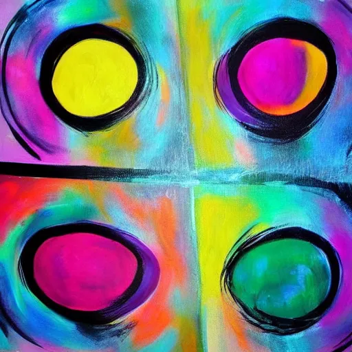 Prompt: abstract minimalist painting of colorful eyes